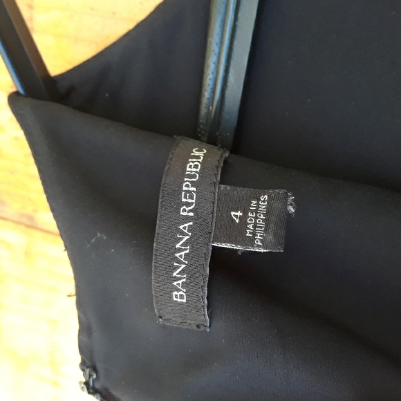 Banana Republic Sheath Dress Faux Wrap Stretch Cotton Work Career Black 4 - Picture 7 of 8